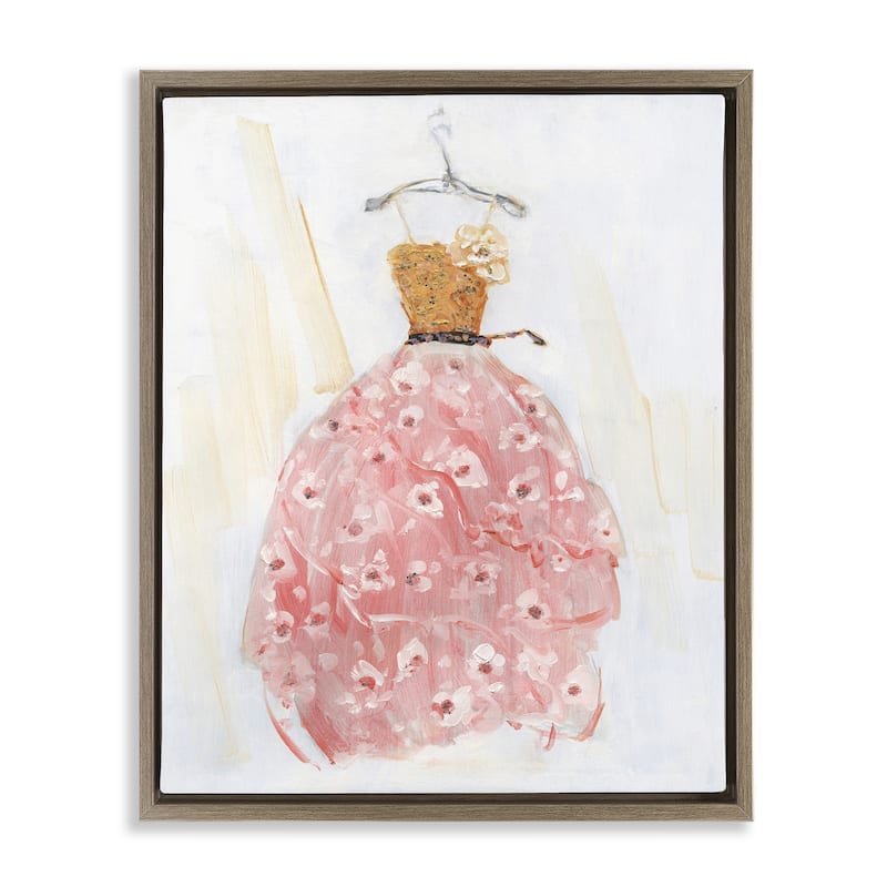 Stupell Elegant & Sophisticated Pink Gown Framed Floater Canvas Wall Art Design By Sally Swatland - 17 x 21 - Brown