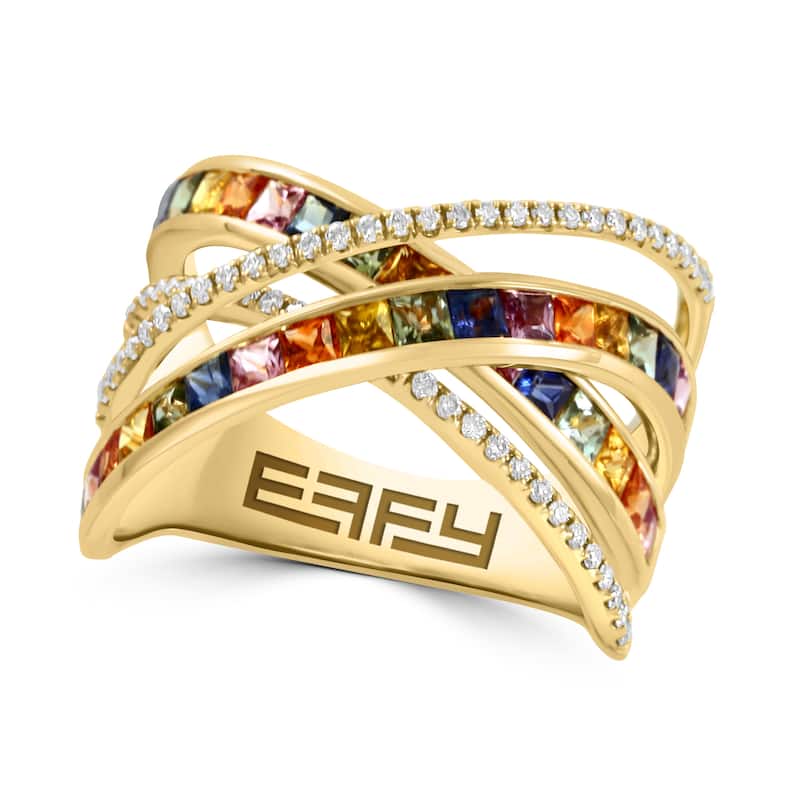 EFFY 14K Gold Diamond Multi Sapphire Ring