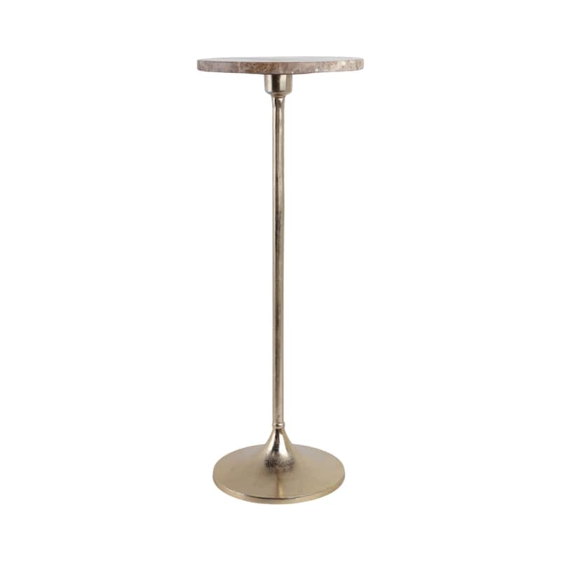 Metal Base Marble Top Modern Glam Accent Table Round Silhouette