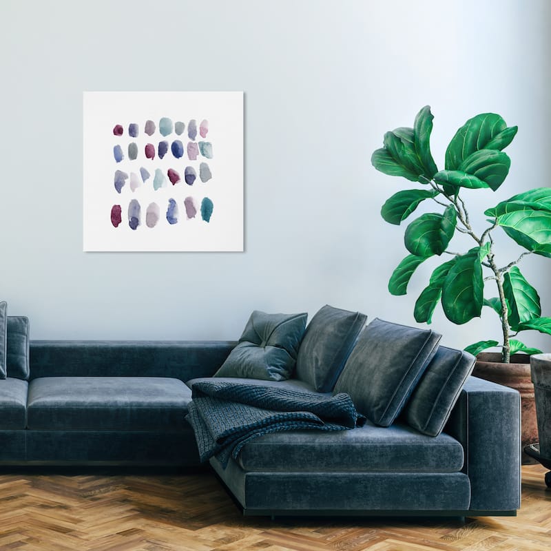 Wynwood Studio Prints Abstract Mid Centruy Drops Wine White and Light Purple Modern & Contemporary Wall Art Canvas Print - 30 x 30