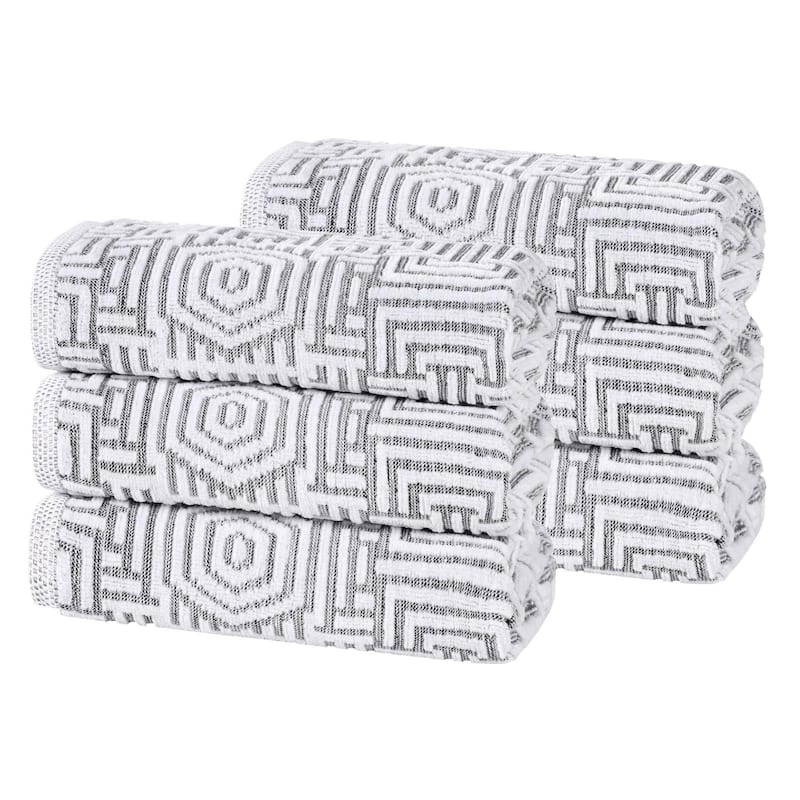 Superior Jasper Cotton Modern Geometric Jacquard Hand Towel Set of 6