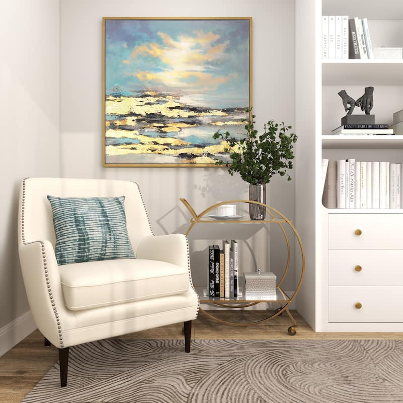 Metal Contemporary Bar Cart with Wheels