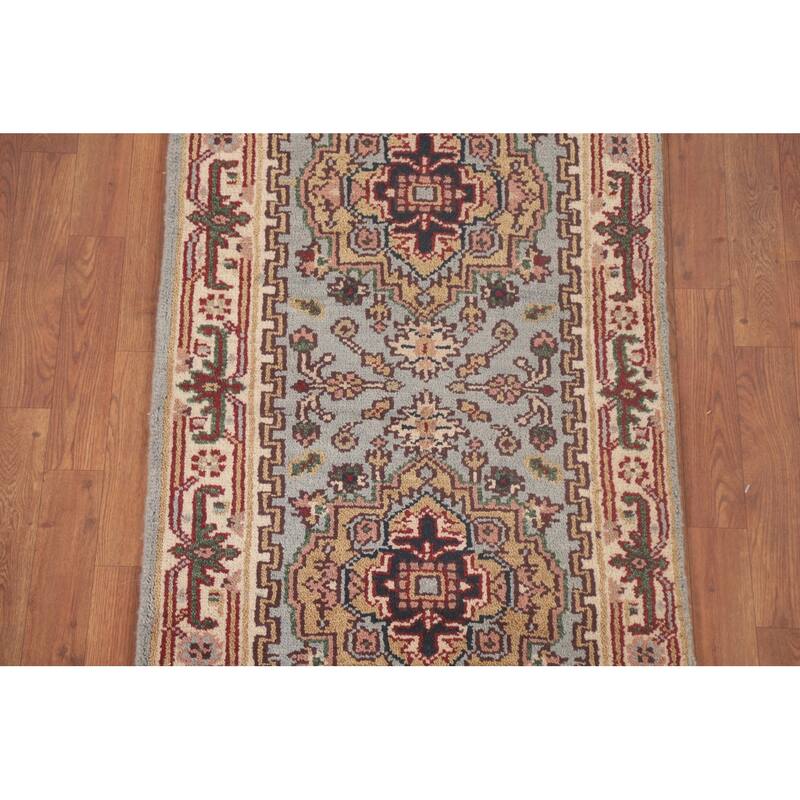 Grey Heriz-Serapi Accent Rug Hand-Knotted Traditional Wool Carpet - 2'6"x 5'11"