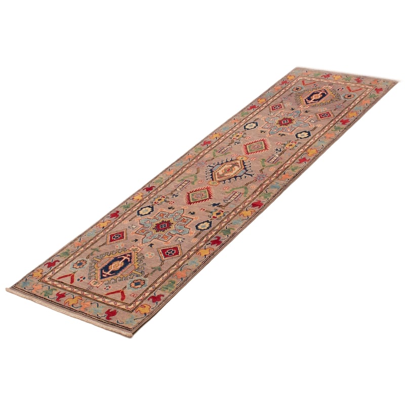 ECARPETGALLERY Hand-knotted Uzbek Ghazni Taupe Wool Rug - 2'5 x 8'2