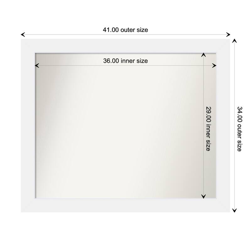 Corvino White Framed Non-Beveled Custom Wall Mirror, Bathroom Vanity Mirror - Outer Size: 41 x 34