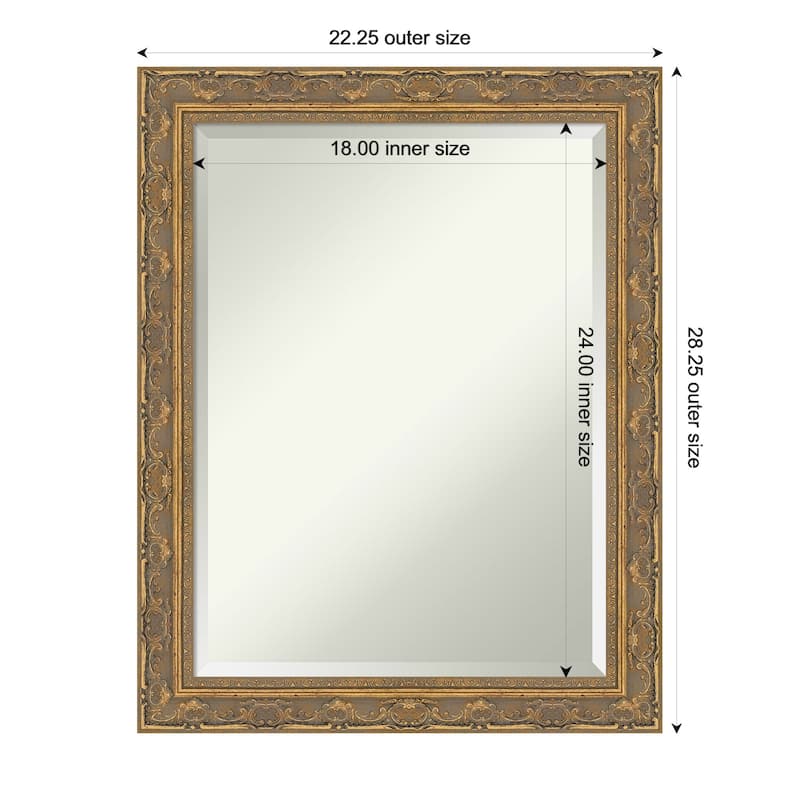 Filigree Beveled Framed Wall Mirror - 22 x 28 in - Filigree Gold
