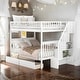 preview thumbnail 1 of 10, Modern Full over Full Bunk Bed with Storage and Two Drawers with wheels, Inclined Handrails, Upper High Guardrail, White White