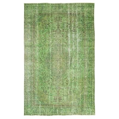 ECARPETGALLERY Hand-knotted Color Transition Lime Wool Rug - 6'7 x 10'7