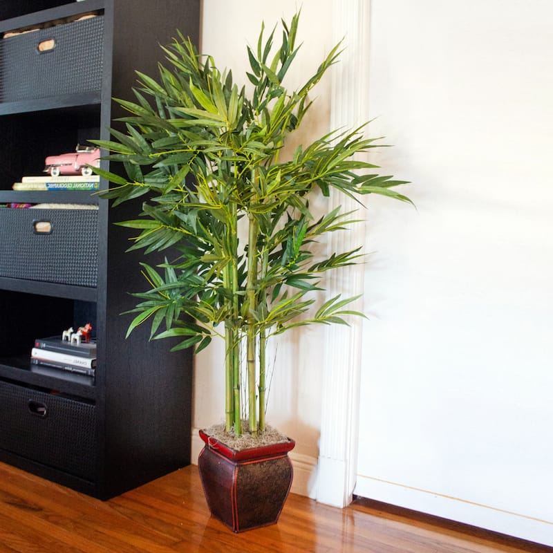 Indoor Artificial Tree - 5.5Ft Faux Bamboo Plant with Planter - Realistic Fake Tree for Home Office Decor - 5.5ft.