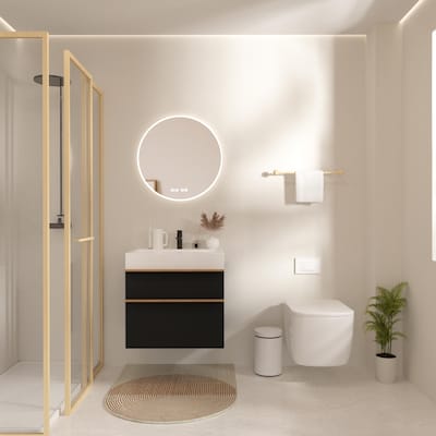 24 Inch Floating Modern Bathroom Vanity with Integrated Acrylic Sink, 2 Soft-Close Drawers and Pre-Assembled Design