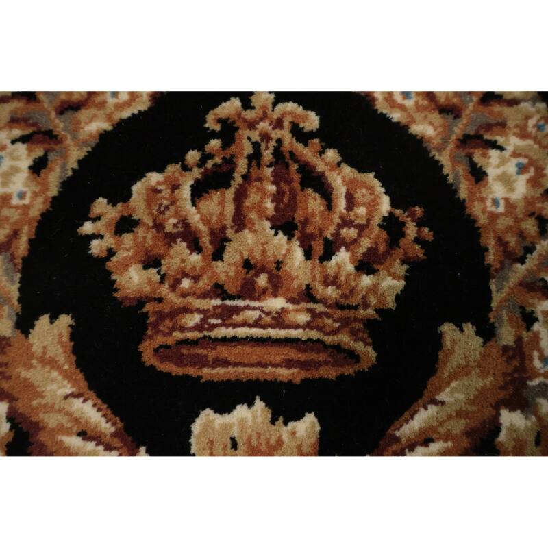 Hand Knotted Oriental 100% Wool Carpet Traditional Floral Black Aubusson Area Rug - 6' 0'' X 4' 1''