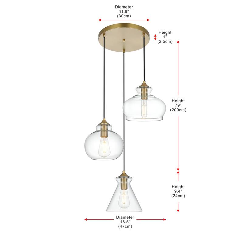 Elegant Lighting Destry 3 Light 19" Wide Multi Light Pendant with