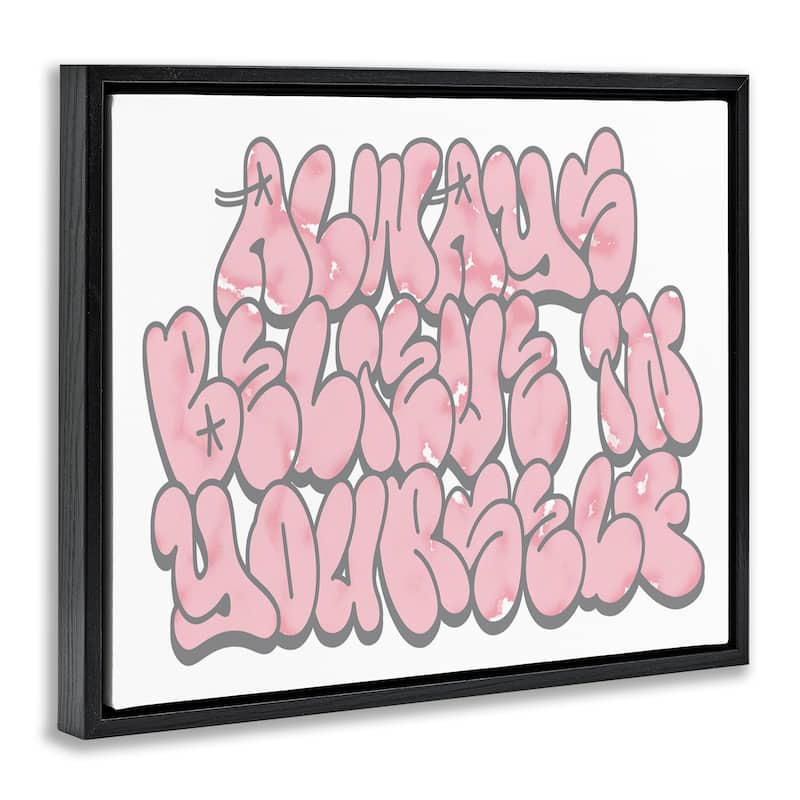 Stupell Believe in Yourself Graffiti Framed Floater Canvas Wall Art Design By Marcus Prime