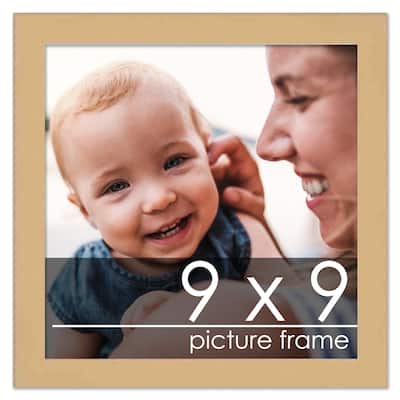 9x9 Traditional Natural Wood Picture Square Frame - Picture Frame Includes UV Acrylic, Foam Board Backing, & Hanging Hardware!