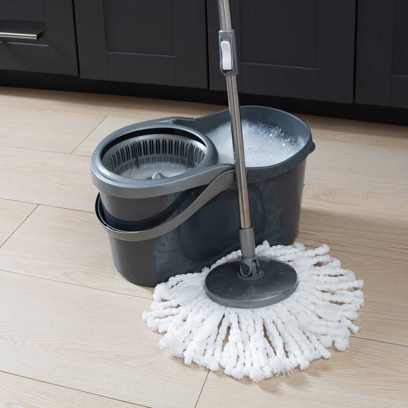 Simplify Self Wringing Mop & Bucket Set - Mop-44.5"Hx 6.10"D, Bucket- 17.5"x 9.4"x 9.4"