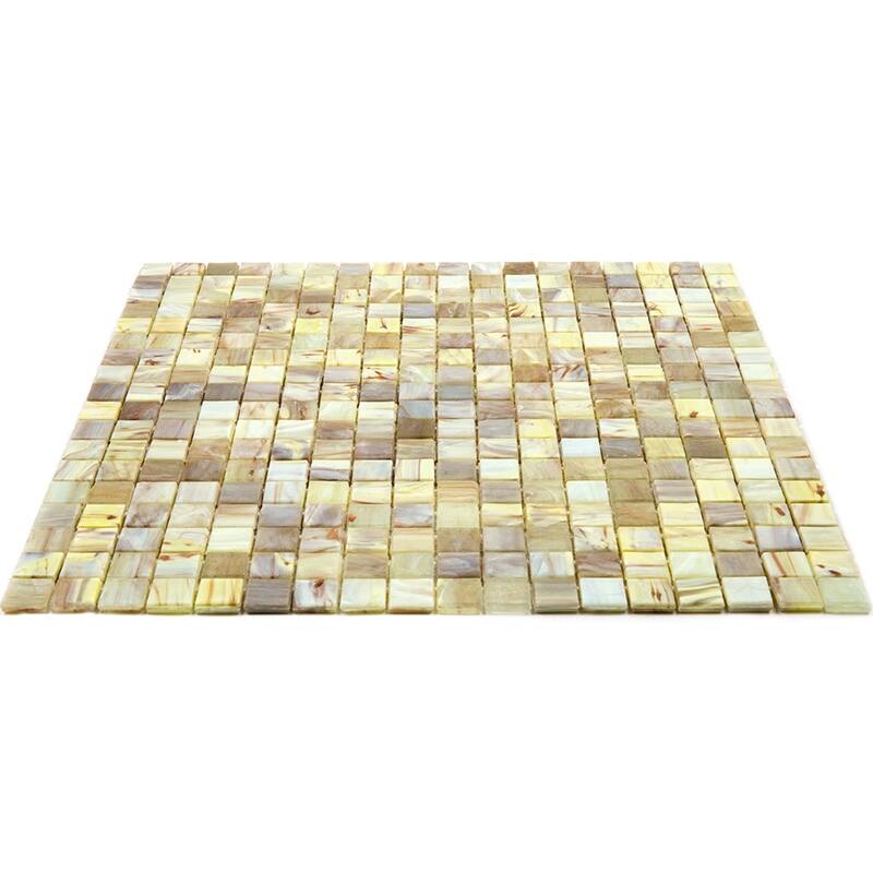 Apollo tile 12" x 12" Skosh Glossy Parchment Beige Glass Tile (18.69 sq ft/case) - 20 Pack