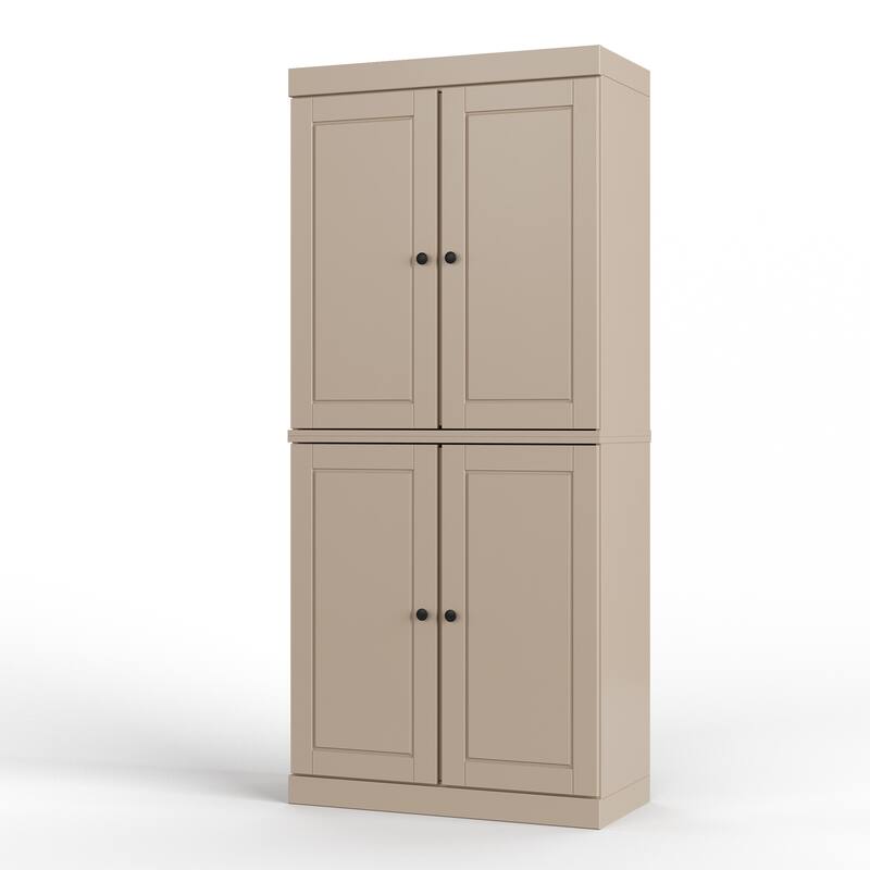 Palace Imports 100% Solid Wood Bathroom Storage Cabinet, Raised Panel Doors, 2 Drawers, Adjustable Shelves, 32" Wide, 71.5" Tall