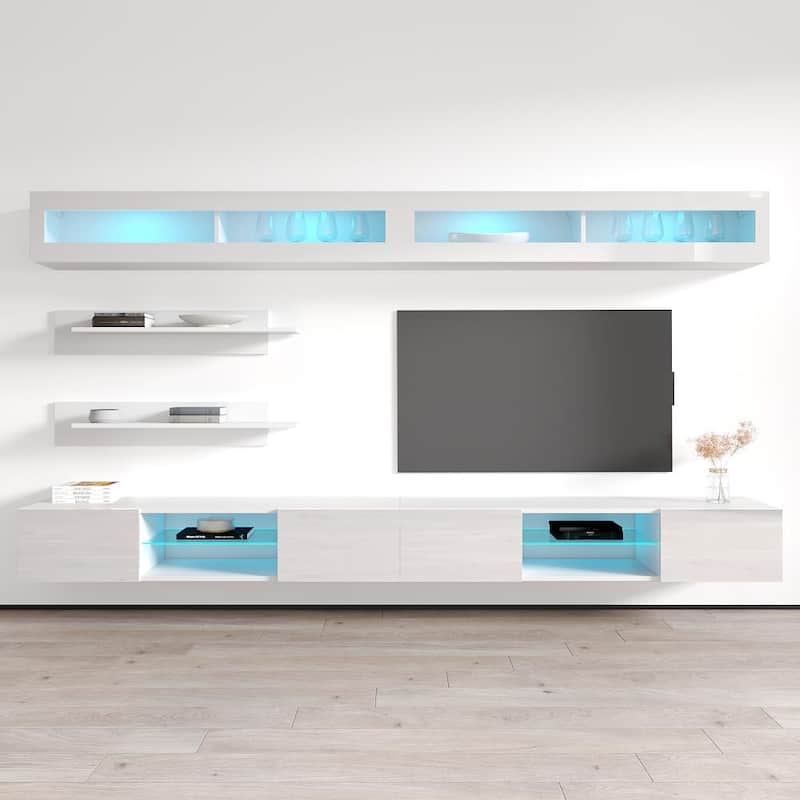 Fly I2 33TV Wall Mounted Floating Modern Entertainment Center - White