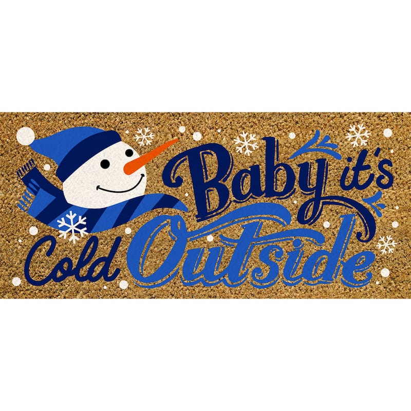 22 in. x 10 in. Baby It's Cold Outside Flocked Coir Sassafras Switch Mat - 22 x 10