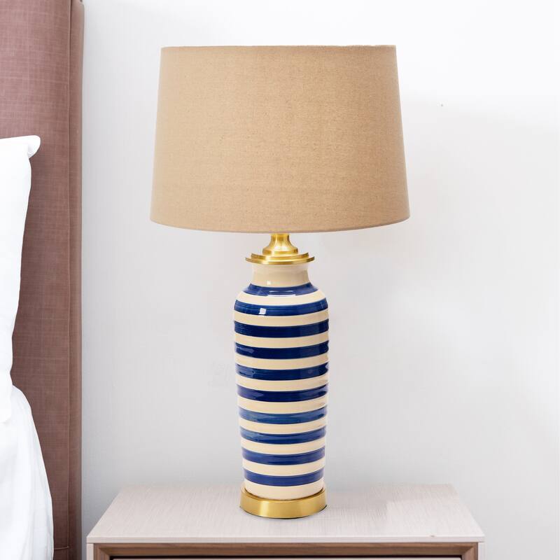 Ceramic Table Lamp with Brushed Accents