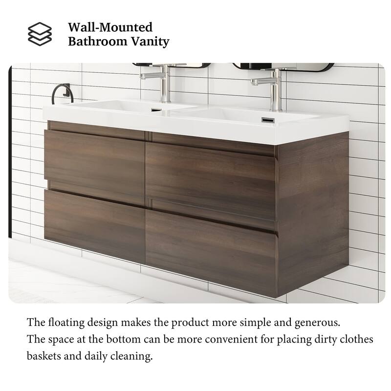 Floating Bathroom Vanity with two Resin Top
