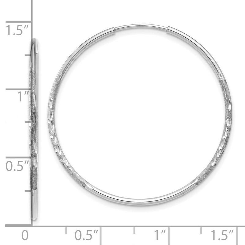 Curata 14k White Gold Sparkle Cut Endless Hoop Earrings - 30x30mm