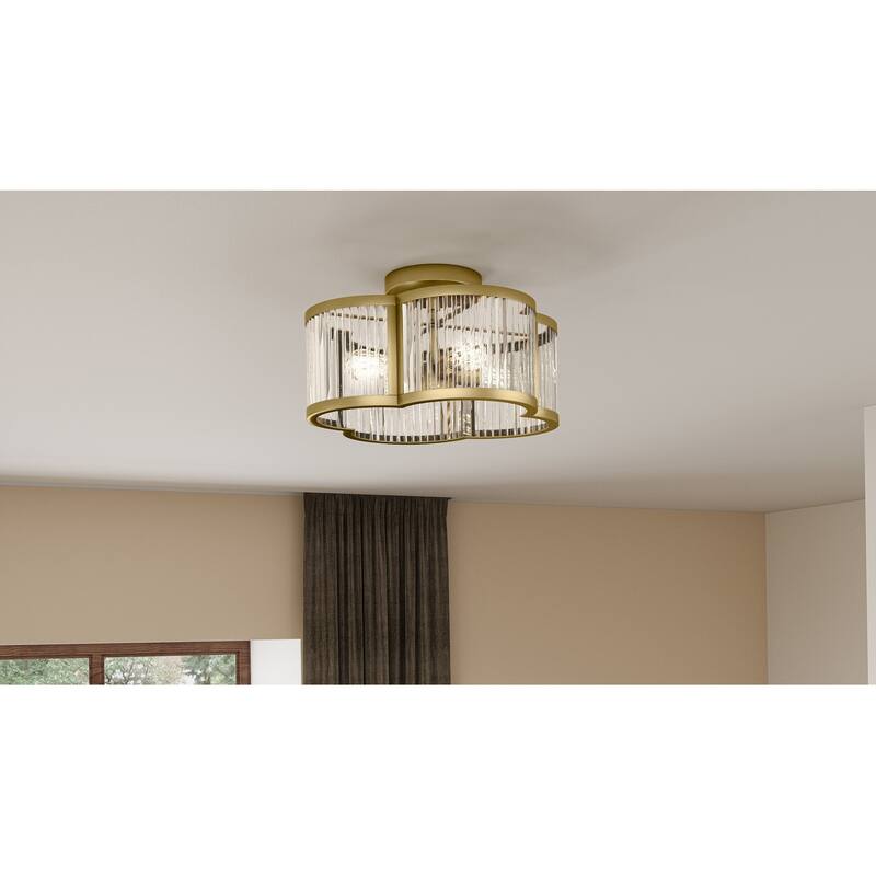 Aster 4-Light Weathered Brass Semi-Flush Mount