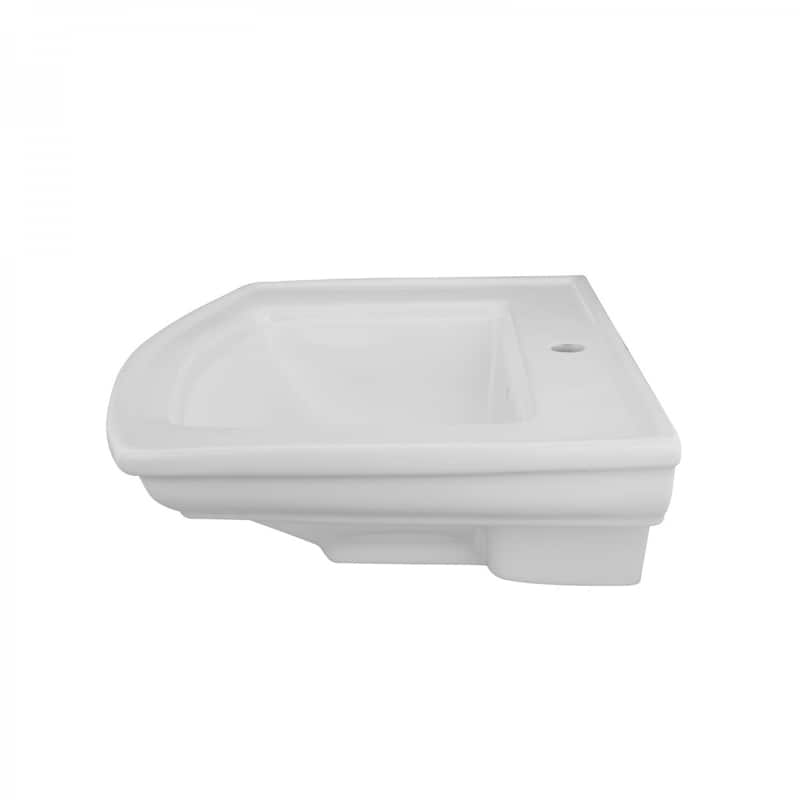 Lowe White Ceramic Wall Mount Sink with Overflow and Single Faucet Hole - White