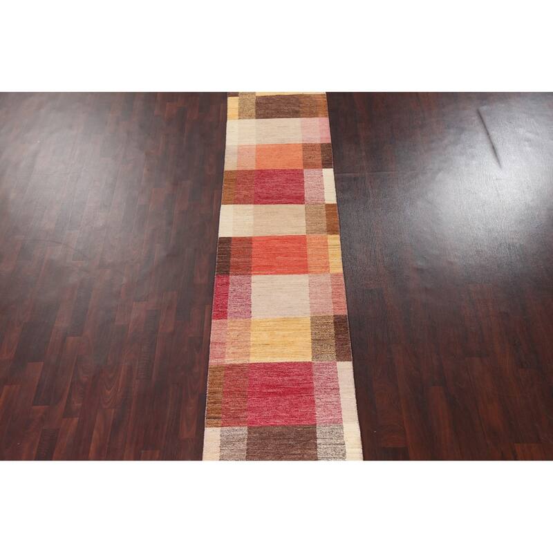 Modern Gabbeh Kashkoli Runner Rug Wool Hand-knotted Oriental Carpet - 2'6" x 14'10"