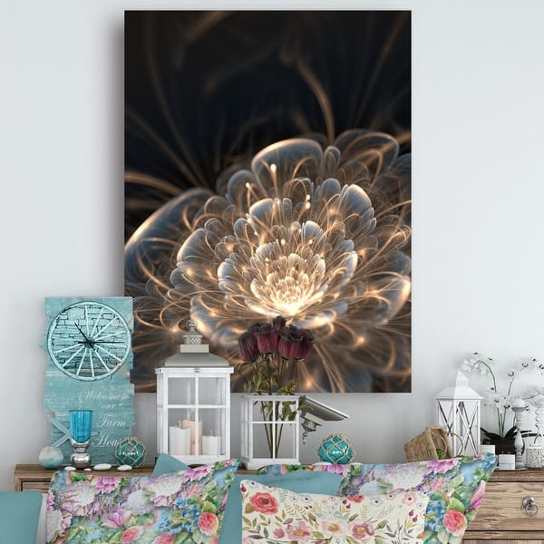 Designart Fractal Flower With Golden Rays Floral Canvas Art Print Gold Overstock 11198585