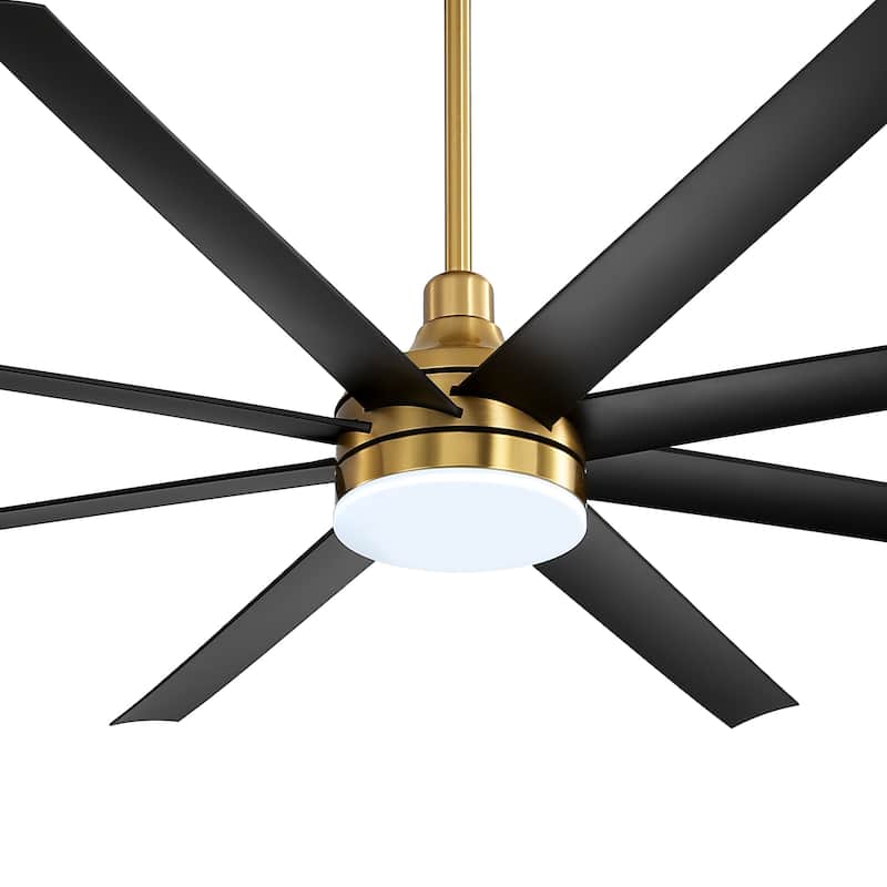 72 Inch Black and Gold Ceiling Fan with Light Remote(8-Blade)