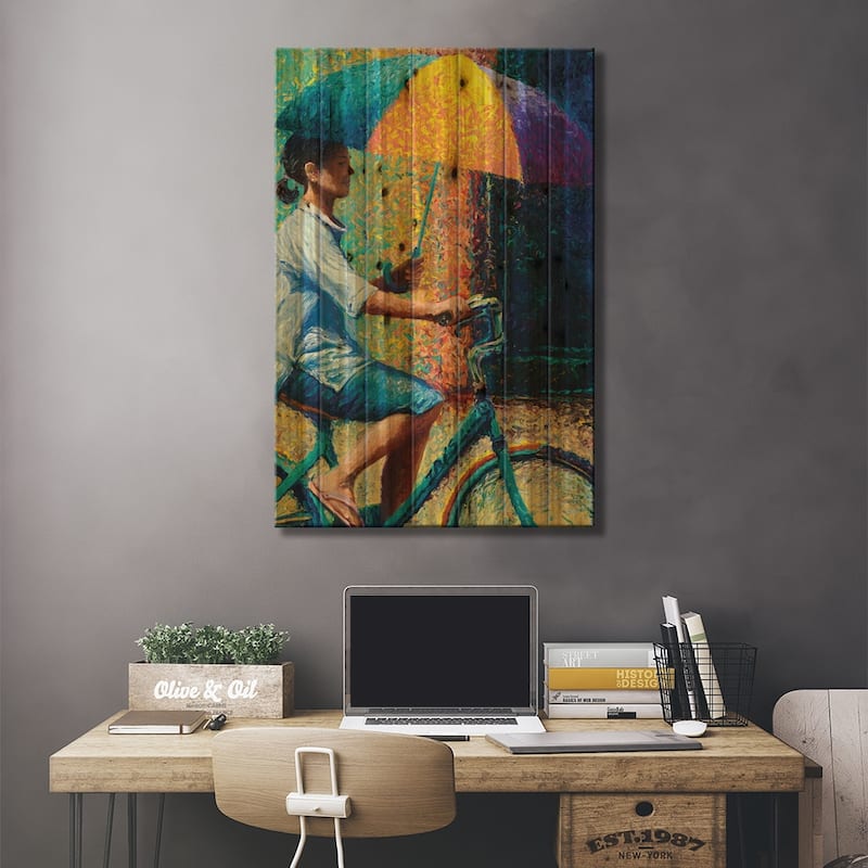 My Thai Sunbrella Print On Wood by Iris Scott - Multi-Color