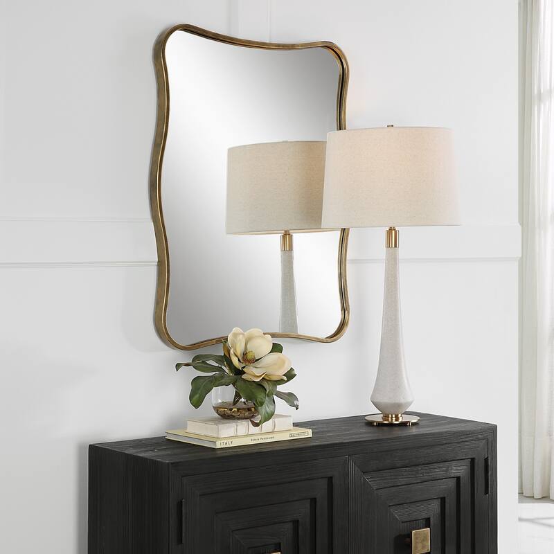 Curvy Framed Wall Mirror - 36.25" - Gold