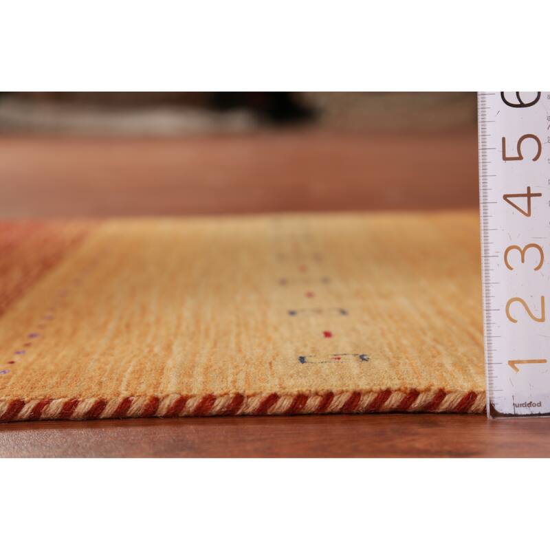 Hand Knotted Oriental 100% Wool Carpet Tribal Animal Pictorial Oranges & Rust Gabbeh Area Rug - 4' 10'' X 3' 0''