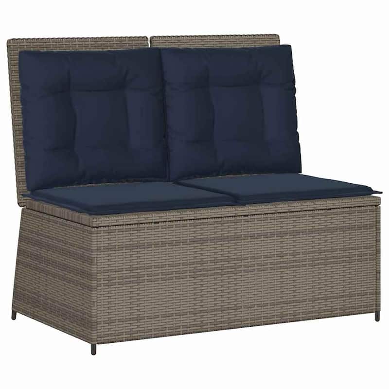 vidaXL Garden Bench with Cushion Brown Poly rattan - 26 x 43 x 37