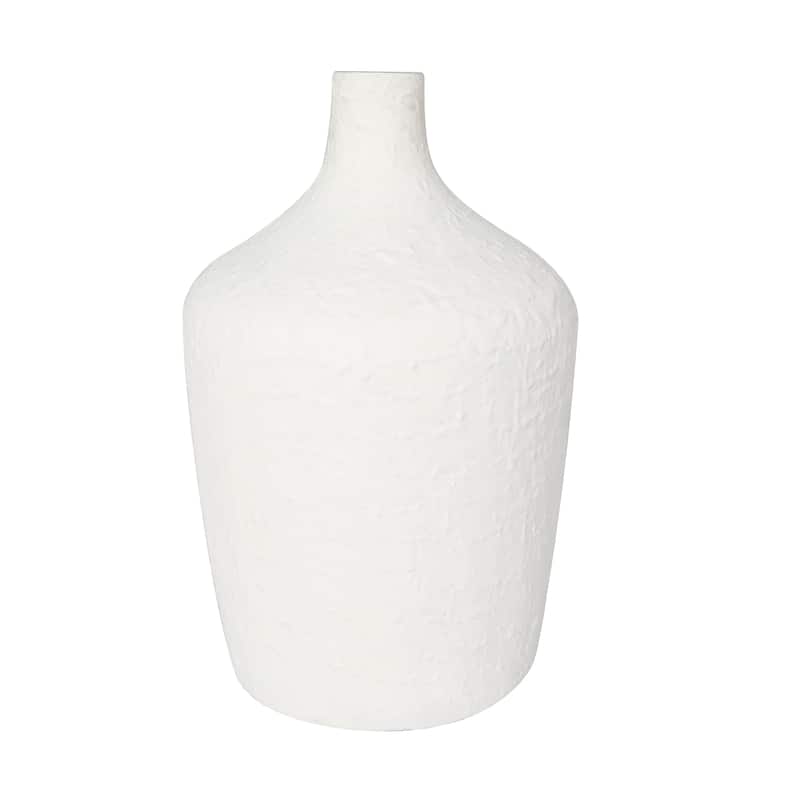 White Glass Textured Decorative Vase with Various Sizes (Set of 2)