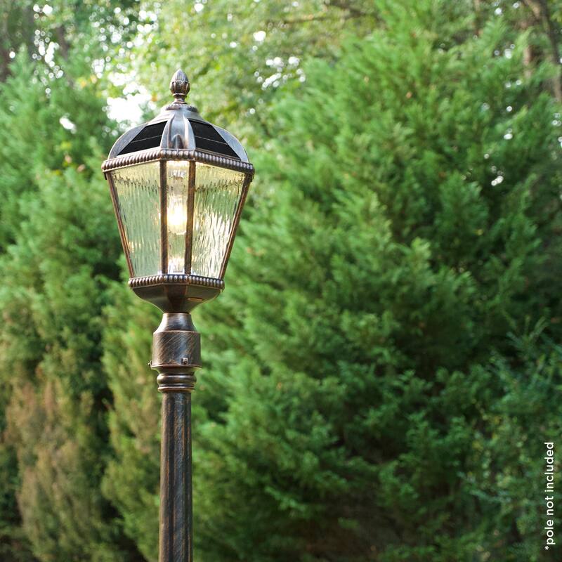 Gama Sonic Royal Bulb 1-Light Black Solar Post Light with 3" Fitter