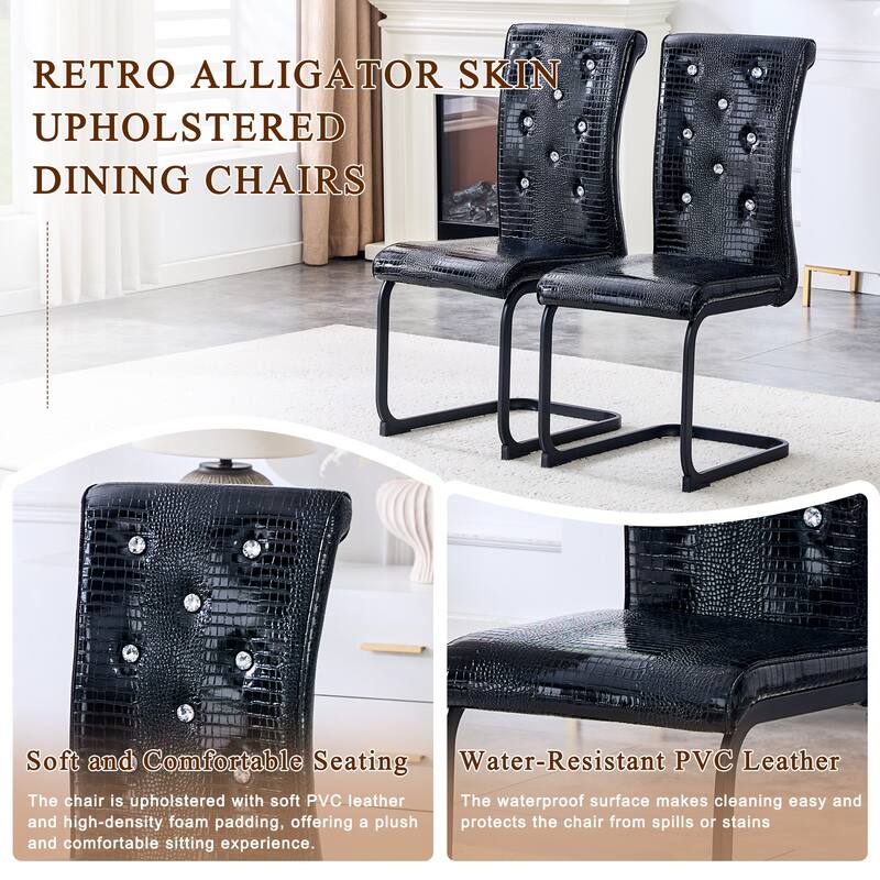 Dining Chair Black Side Chair Kitchen Chair Leisure Chair Lounge Chair Office Chair Armless Chair with Metal Legs