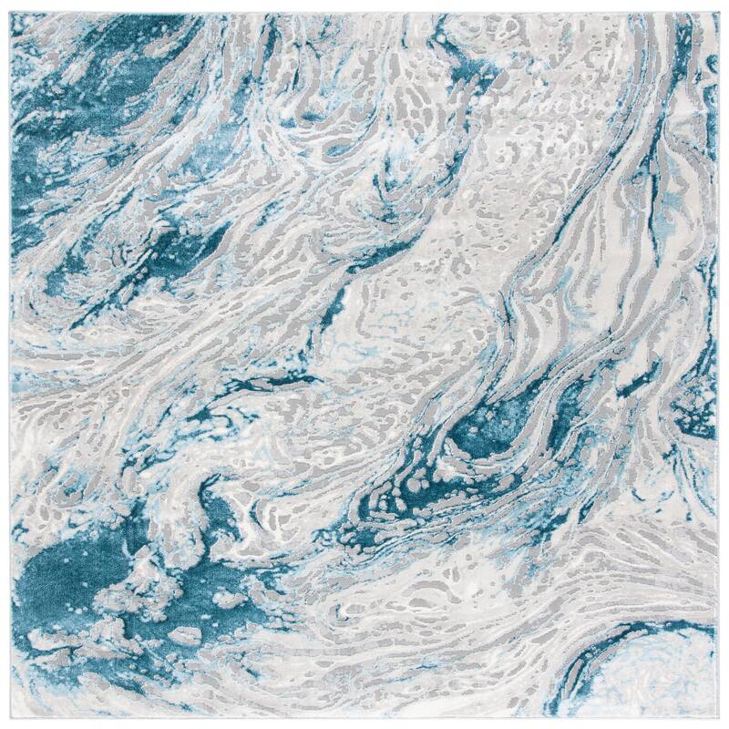 SAFAVIEH Meadow Assunta Modern Abstract Rug - 6'7" Square - Grey/Blue