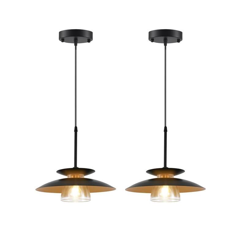 2 Pack light fixture black light for kitchen iron pendant light - N/A