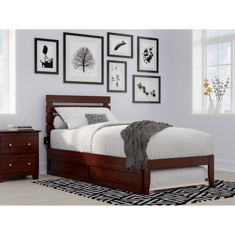Oxford Bed with Twin XL Trundle - Walnut - Twin XL