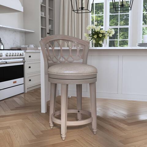 Hillsdale Furniture Adelyn Upholstered Wood Swivel Stool, Antique Gray Wash