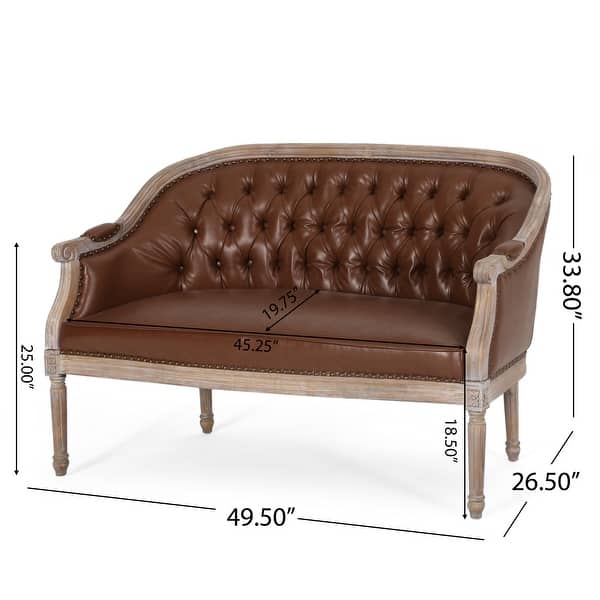 dimension image slide 4 of 5, Faye Tufted Upholstered Loveseat by Christopher Knight Home