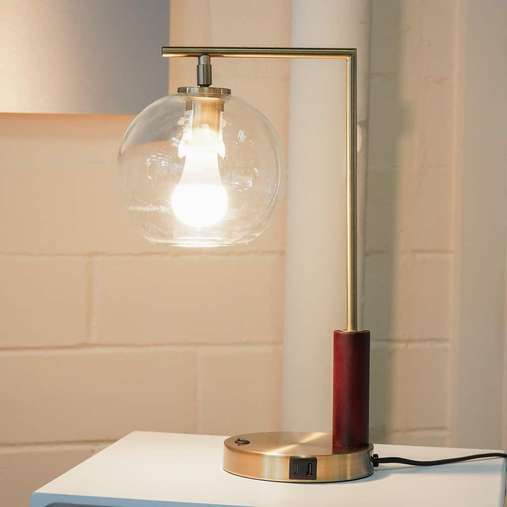 Modern Classic Desk Lamp Living Room Bedroom Table Light, Easy Assembly Table Lamp, Right Angle Glass Table Lamp - Bronze 110V