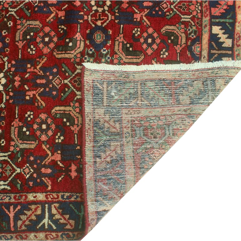 Fine Vintage Distressed Zahid Red/Navy Runner - 3'4" x 9'5"