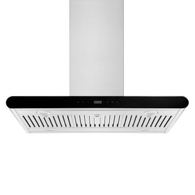 36" Ducted and Ductless Island Range Hood - Exhaust Kitchen Vent - Dishwasher Safe Stainless Steel Filter - Soft Touch Controls