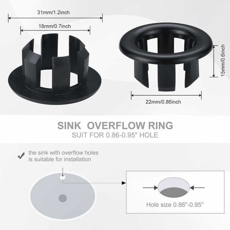 WOWOW 1.2 in. Sink Basin Trim Overflow Cover (2-Pack)