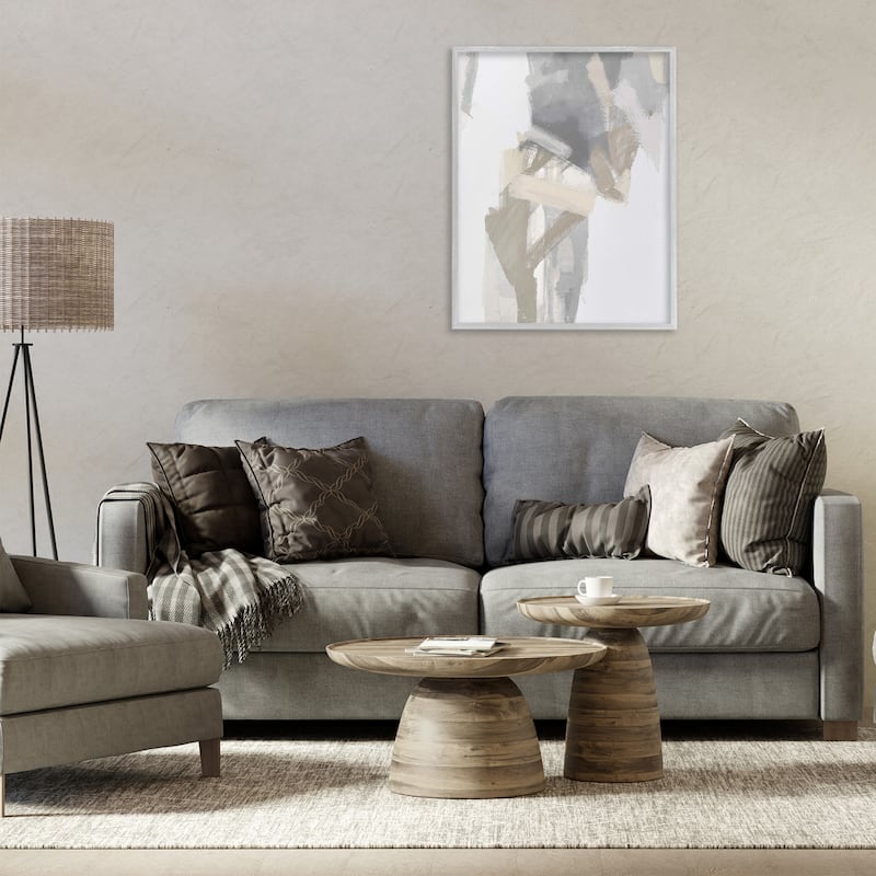 Stupell Elegant Grey & Beige Streaks Framed Giclee Art Design By Rachel Springer