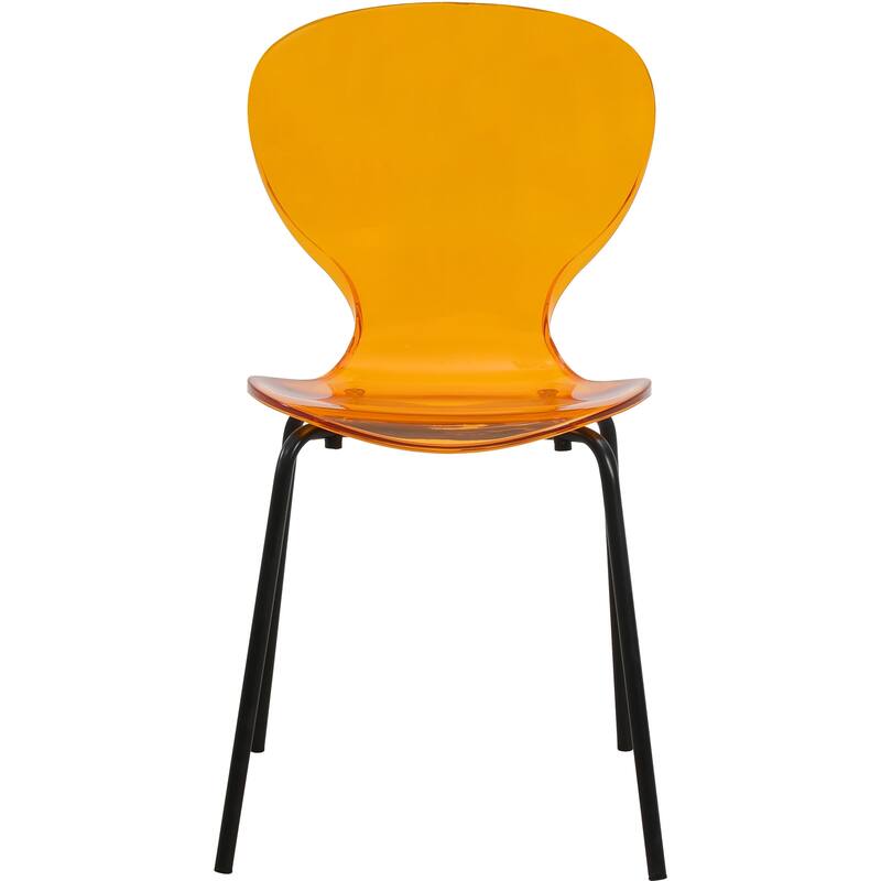 Stackable Plastic Dining Chair Set of 4 Transparent Modern Accent Side Chair for Indoor and Outdoor