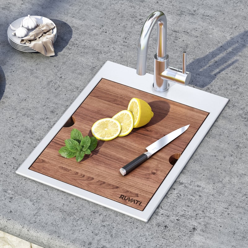 Ruvati 15 x 20 inch Workstation Drop-in Topmount Bar Prep RV Sink 16 Gauge Stainless Steel - RVH8210 - 15" x 20"